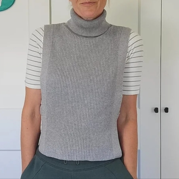 Athleta double time silk cotton blend sweater vest with adjustable side ties S - Picture 9 of 9